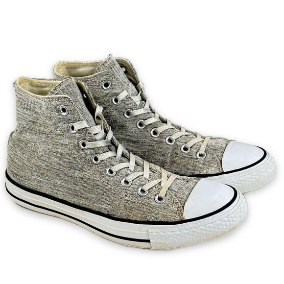 Converse All Stars Hi Top Sneakers Womens Sz 10 Gray Tweed Metallic Sparkle - Picture 2 of 13